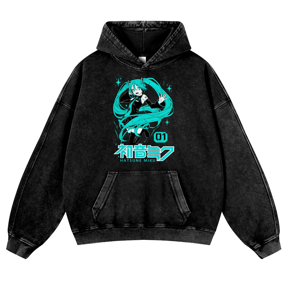 Hatsune Miku Vintage Washed Thick Cotton Hoodie