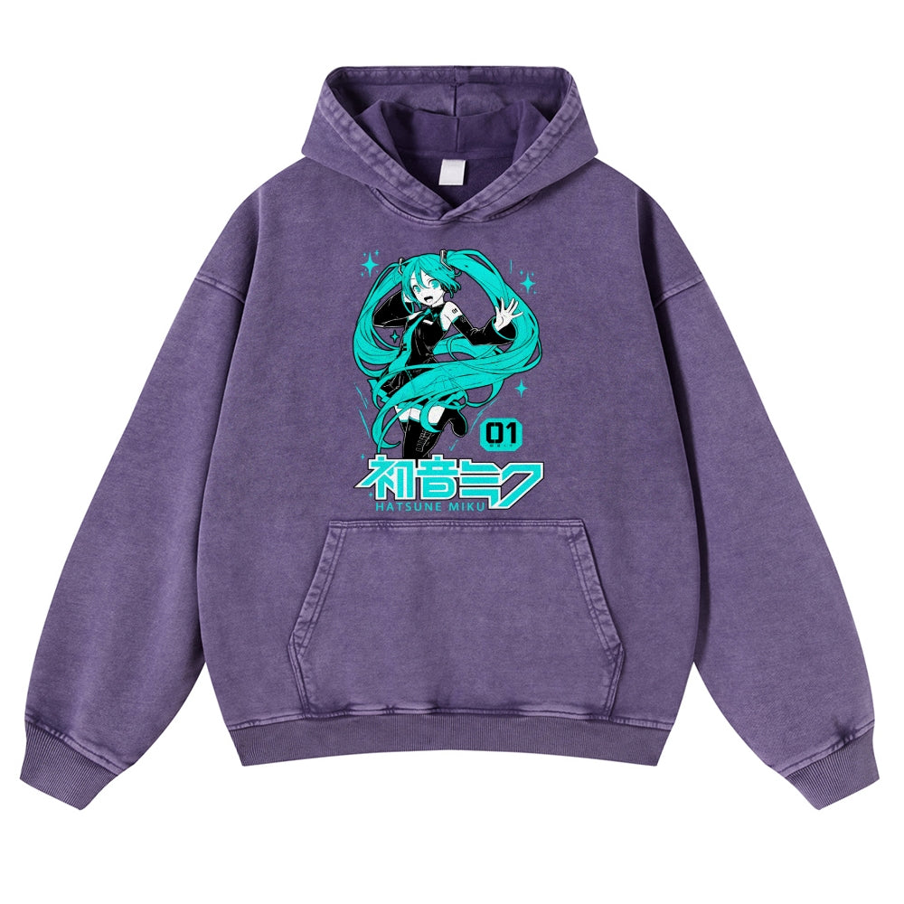 Hatsune Miku Vintage Washed Thick Cotton Hoodie