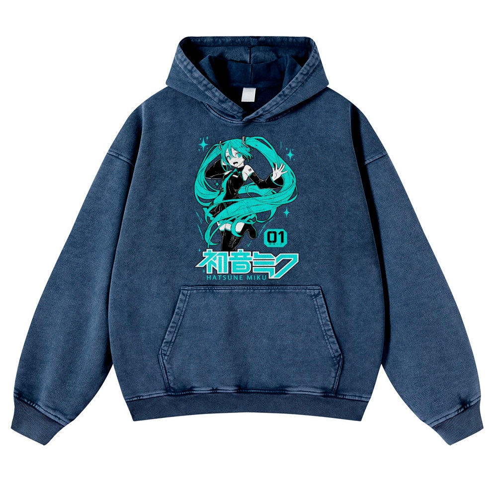 Hatsune Miku Vintage Washed Thick Cotton Hoodie