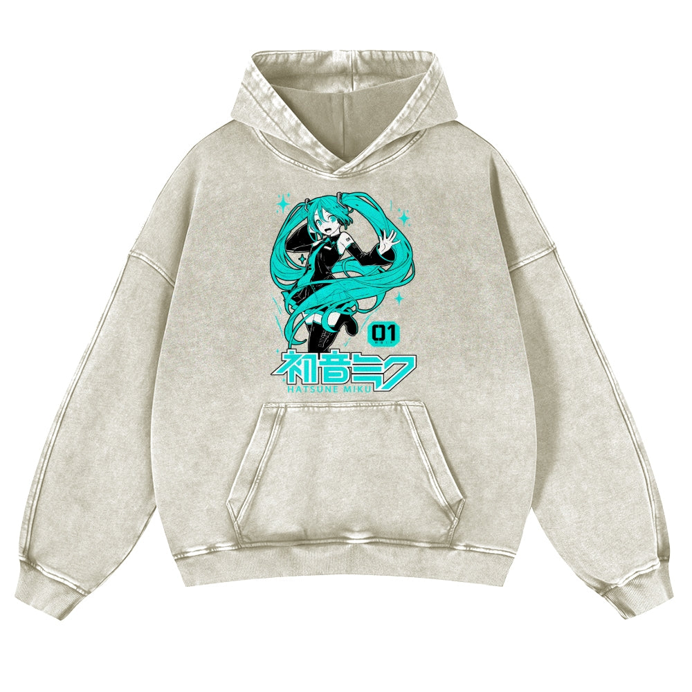 Hatsune Miku Vintage Washed Thick Cotton Hoodie
