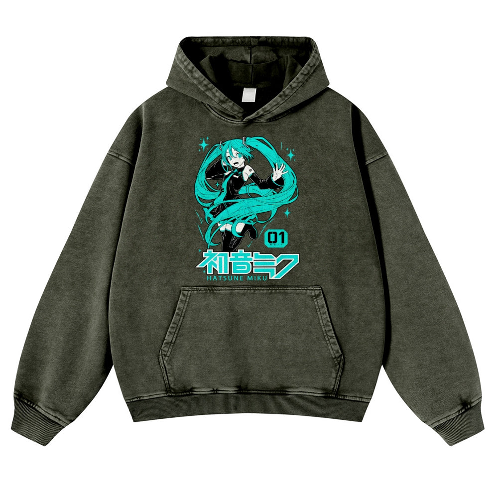 Hatsune Miku Vintage Washed Thick Cotton Hoodie