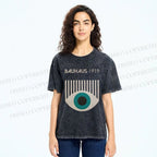 Unisex Bauhaus Geometric Eyes Printed Washed Tee