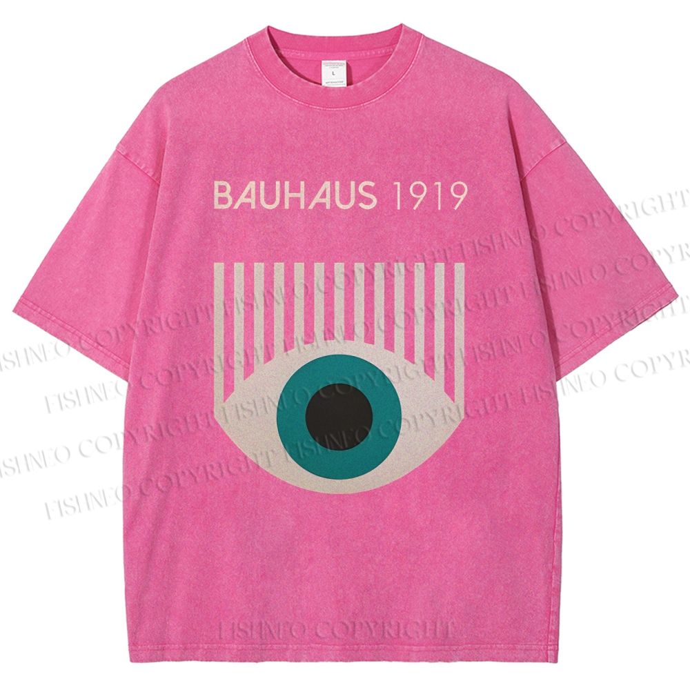 Unisex Bauhaus Geometric Eyes Printed Washed Tee