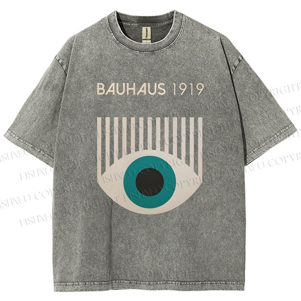 Unisex Bauhaus Geometric Eyes Printed Washed Tee
