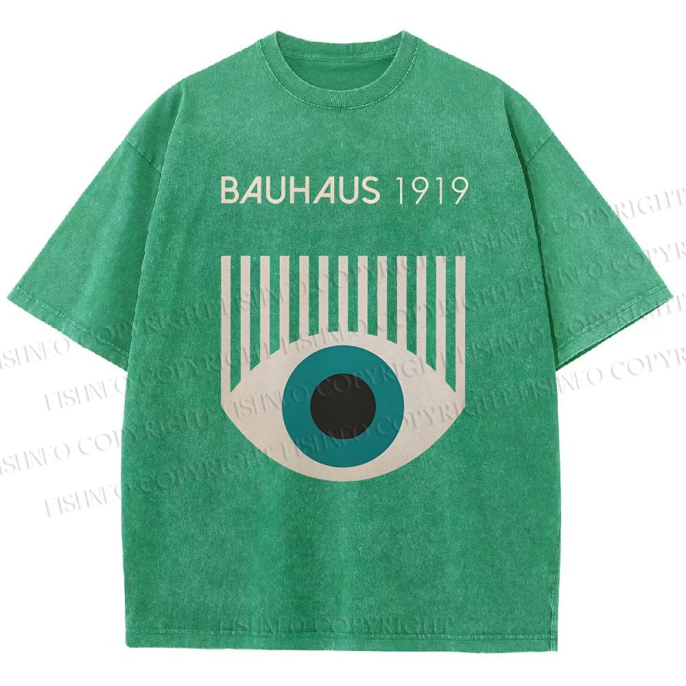 Unisex Bauhaus Geometric Eyes Printed Washed Tee