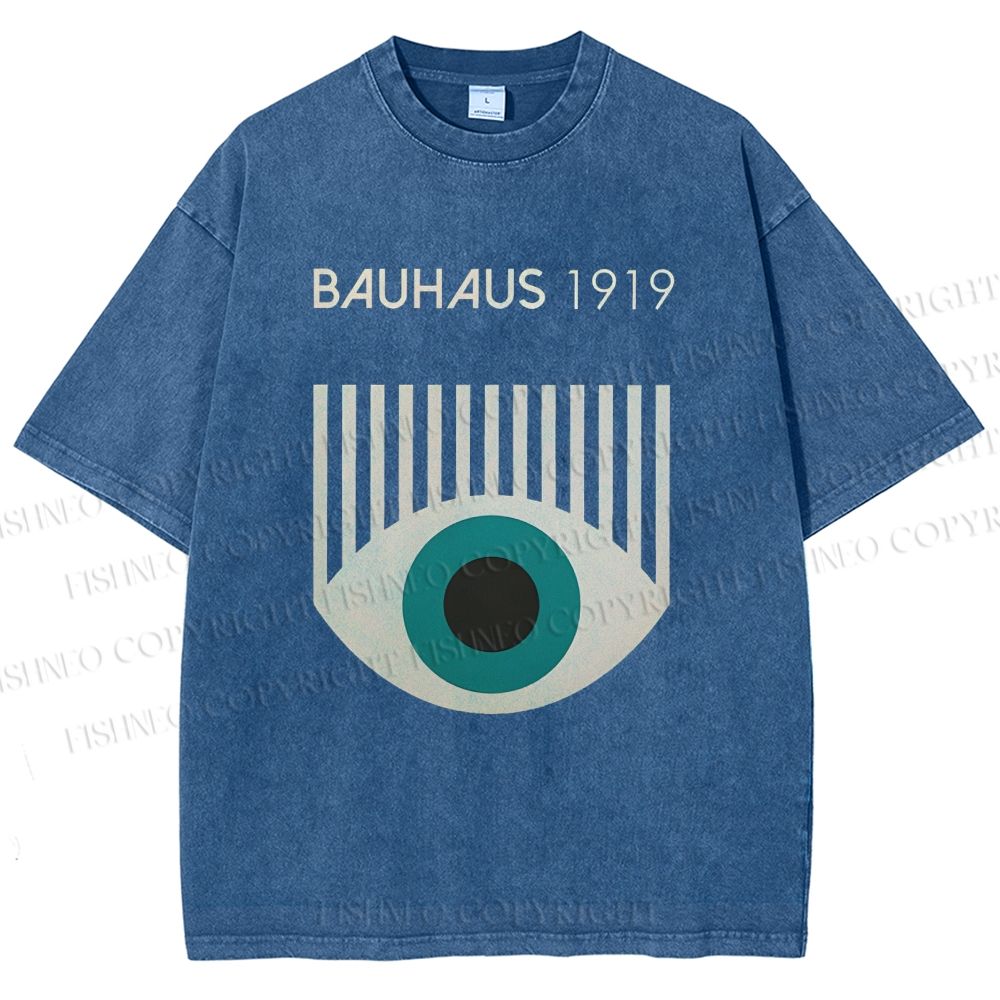 Unisex Bauhaus Geometric Eyes Printed Washed Tee