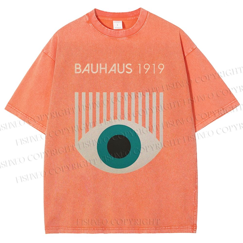 Unisex Bauhaus Geometric Eyes Printed Washed Tee