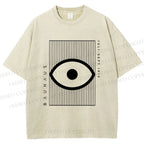 Unisex Bauhaus Geometric Eyes Printed Washed Tee