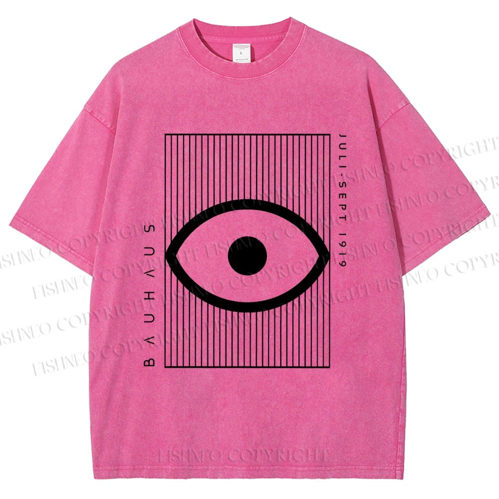 Unisex Bauhaus Geometric Eyes Printed Washed Tee