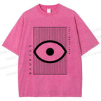 Unisex Bauhaus Geometric Eyes Printed Washed Tee
