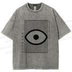 Unisex Bauhaus Geometric Eyes Printed Washed Tee