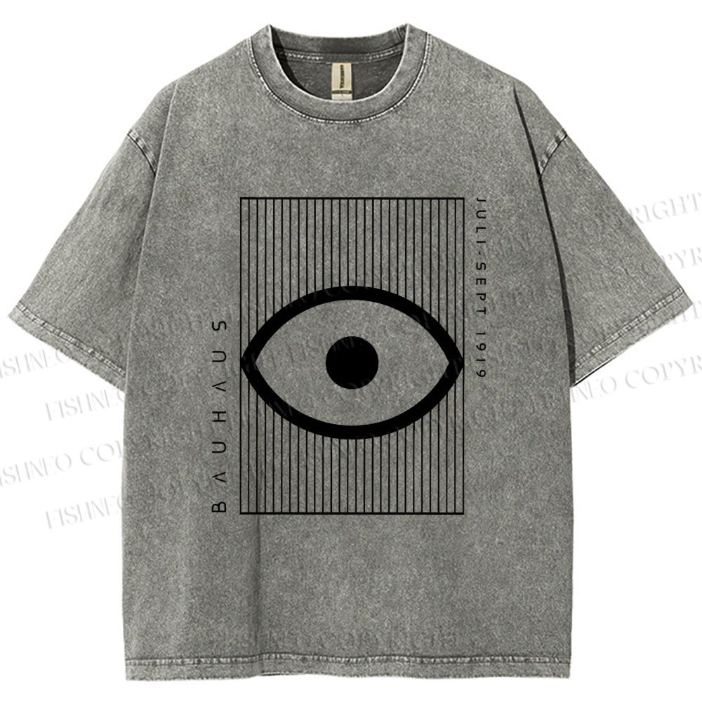Unisex Bauhaus Geometric Eyes Printed Washed Tee