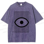 Unisex Bauhaus Geometric Eyes Printed Washed Tee