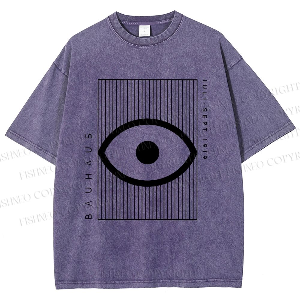 Unisex Bauhaus Geometric Eyes Printed Washed Tee