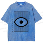 Unisex Bauhaus Geometric Eyes Printed Washed Tee