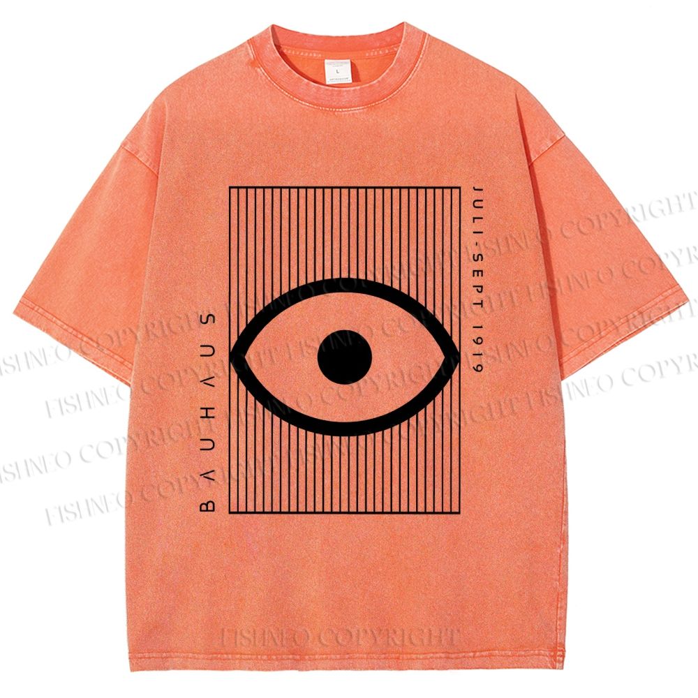 Unisex Bauhaus Geometric Eyes Printed Washed Tee