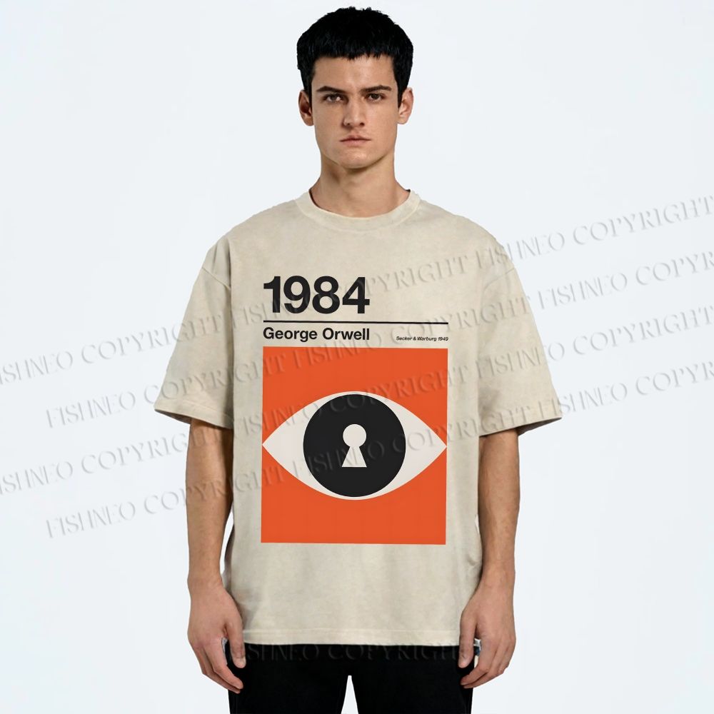Unisex George Orwell Art Eyes Printed Washed Tee