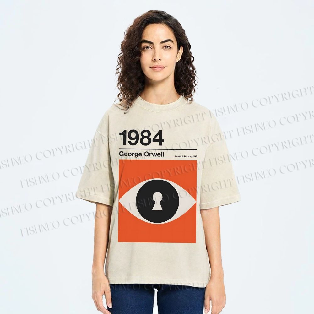 Unisex George Orwell Art Eyes Printed Washed Tee