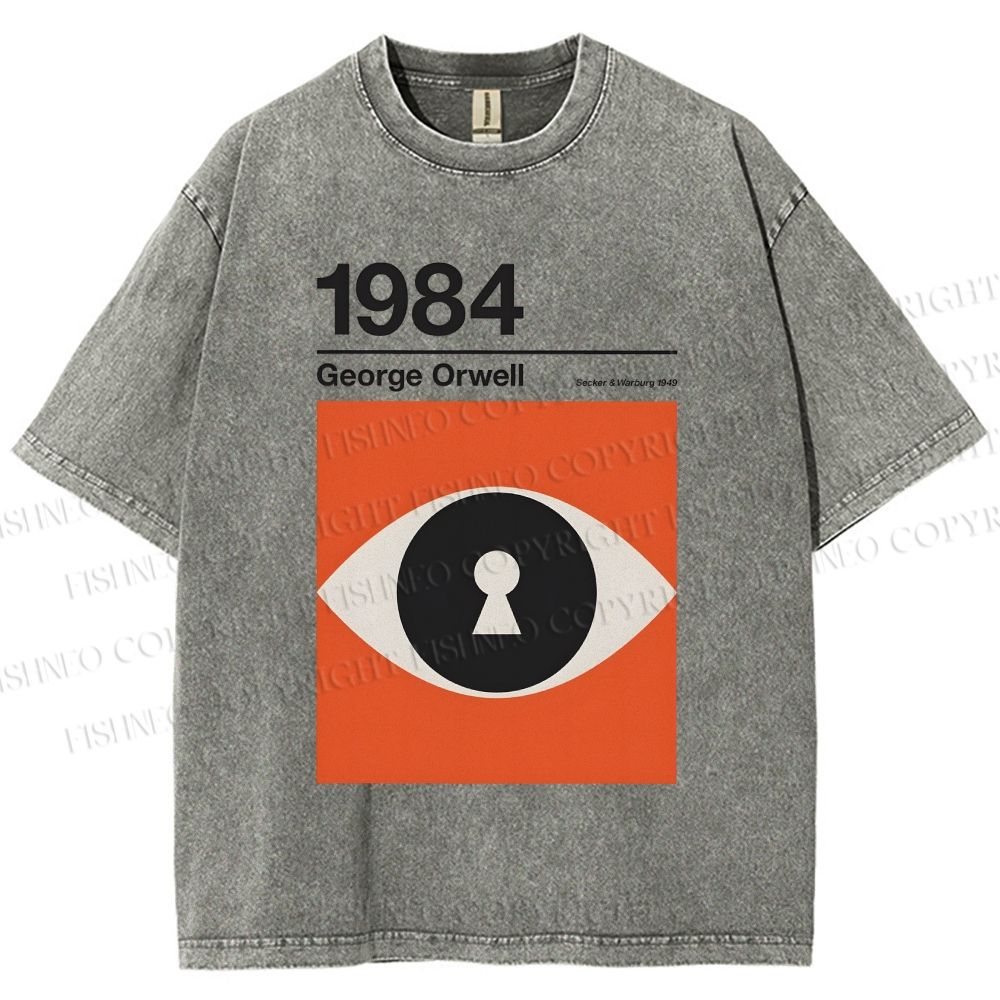 Unisex George Orwell Art Eyes Printed Washed Tee