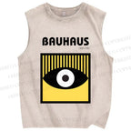 Unisex Bauhaus Eyes Printed Washed Tank Top