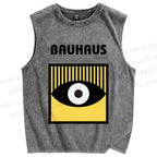 Unisex Bauhaus Eyes Printed Washed Tank Top