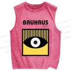 Unisex Bauhaus Eyes Printed Washed Tank Top