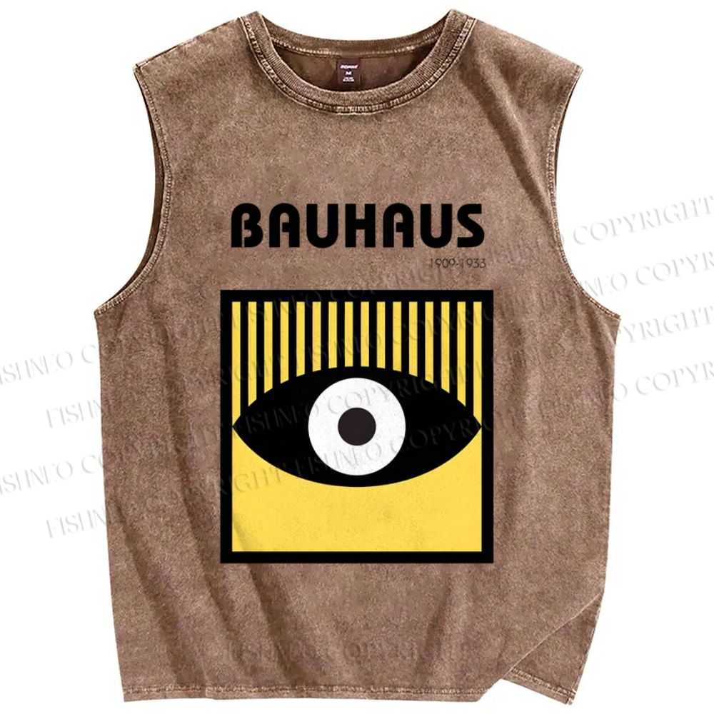 Unisex Bauhaus Eyes Printed Washed Tank Top