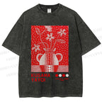 Unisex Yayoi Kusama Kokora Flower  Printed Washed Tee