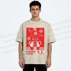 Unisex Yayoi Kusama Kokora Flower  Printed Washed Tee