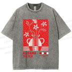 Unisex Yayoi Kusama Kokora Flower  Printed Washed Tee