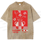 Unisex Yayoi Kusama Kokora Flower  Printed Washed Tee
