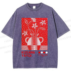 Unisex Yayoi Kusama Kokora Flower  Printed Washed Tee