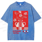 Unisex Yayoi Kusama Kokora Flower  Printed Washed Tee