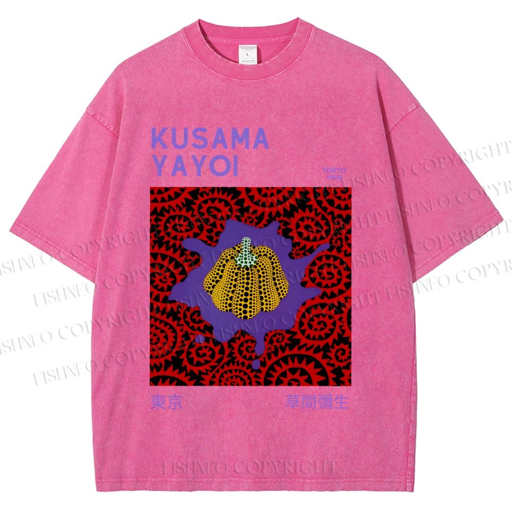 Unisex Yayoi Kusama Pumpkin Printed Washed Tee