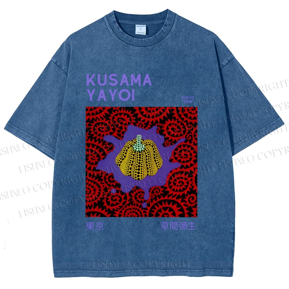 Unisex Yayoi Kusama Pumpkin Printed Washed Tee