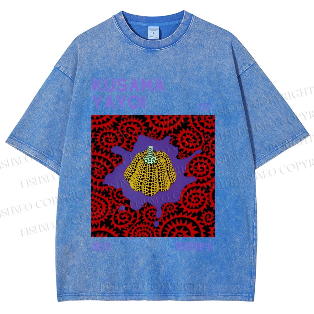 Unisex Yayoi Kusama Pumpkin Printed Washed Tee