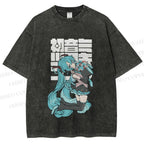 Unisex Hatsune Miku Printed Washed Tee