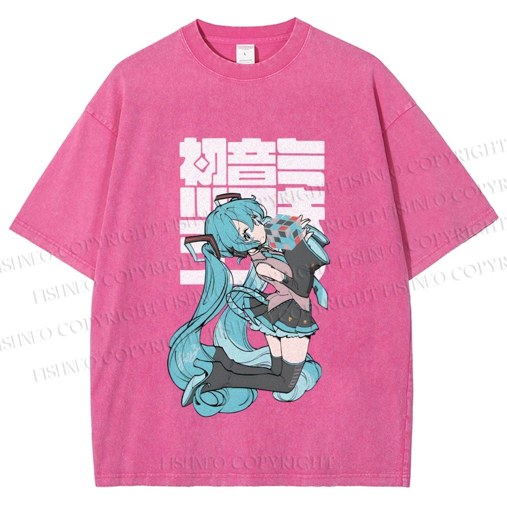 Unisex Hatsune Miku Printed Washed Tee