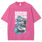 Unisex Hatsune Miku Printed Washed Tee
