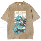 Unisex Hatsune Miku Printed Washed Tee