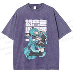 Unisex Hatsune Miku Printed Washed Tee