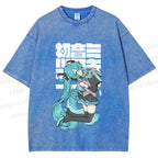 Unisex Hatsune Miku Printed Washed Tee