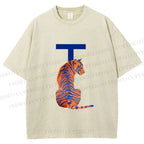 Unisex T is For Tiger Printed Washed Tee