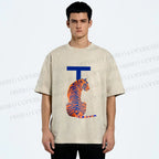 Unisex T is For Tiger Printed Washed Tee
