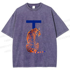 Unisex T is For Tiger Printed Washed Tee