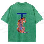 Unisex T is For Tiger Printed Washed Tee