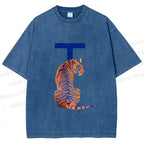 Unisex T is For Tiger Printed Washed Tee