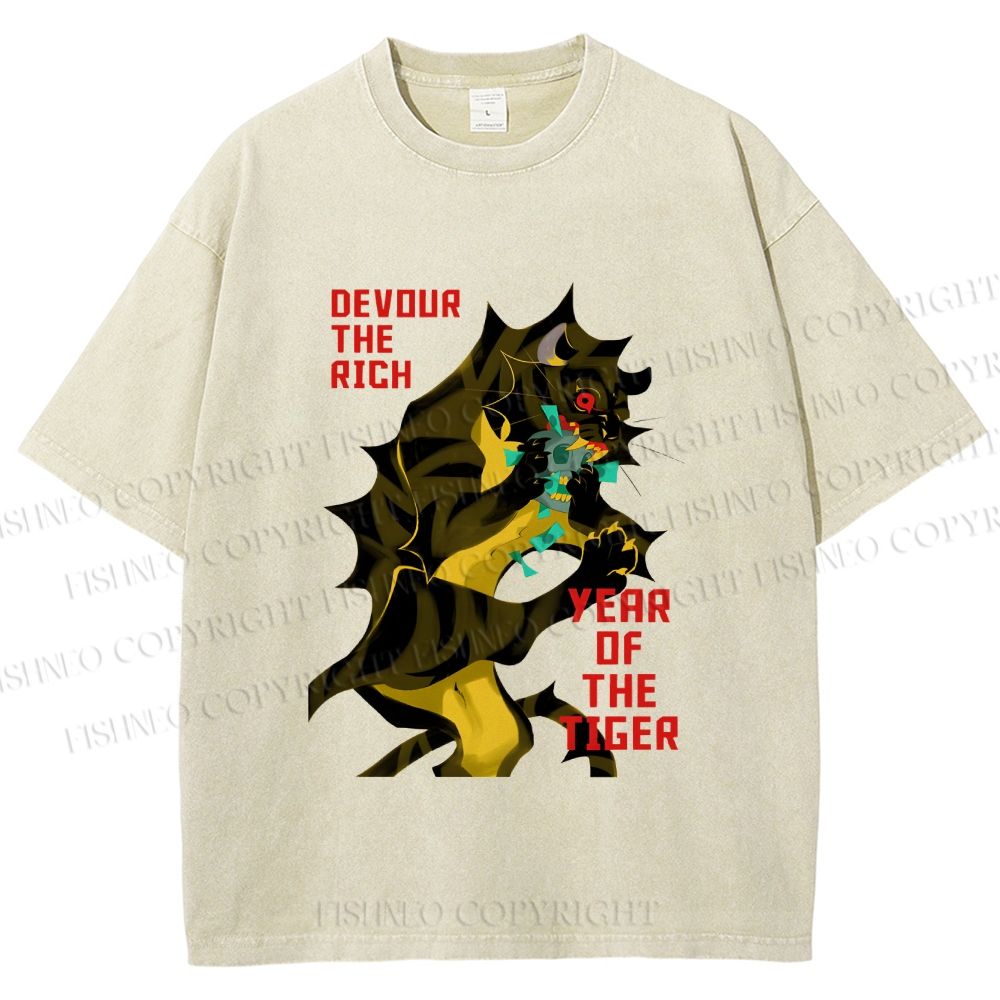 Unisex Year of the Tiger Printed Washed Tee