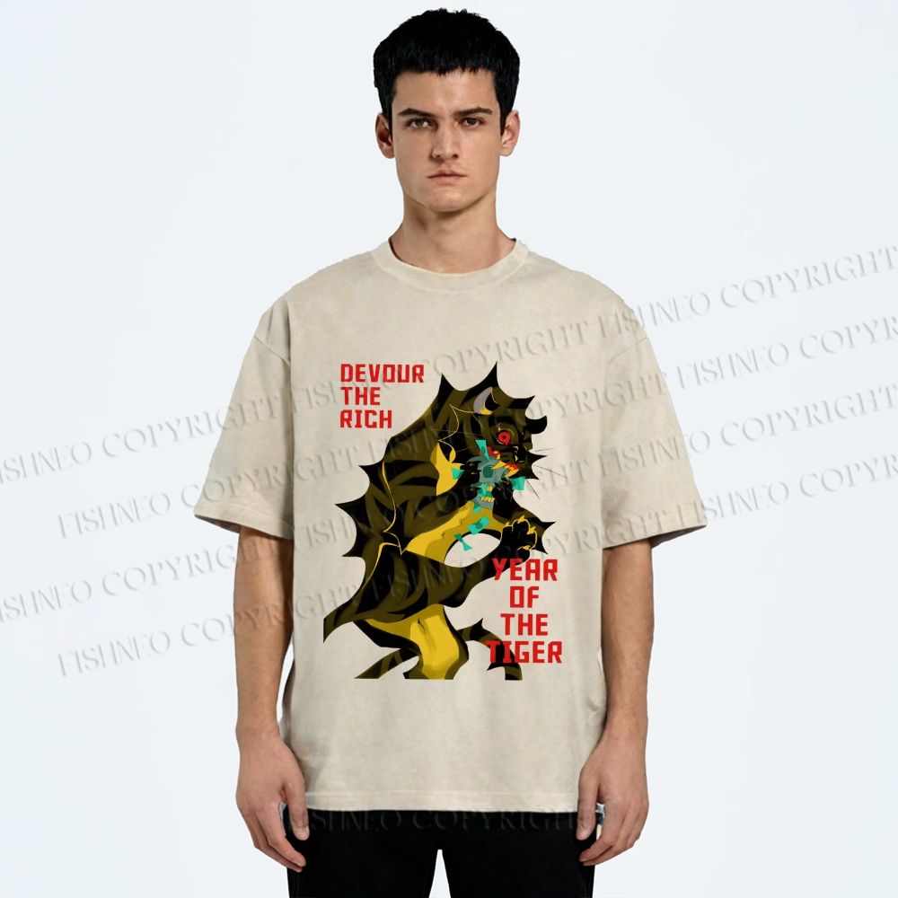 Unisex Year of the Tiger Printed Washed Tee
