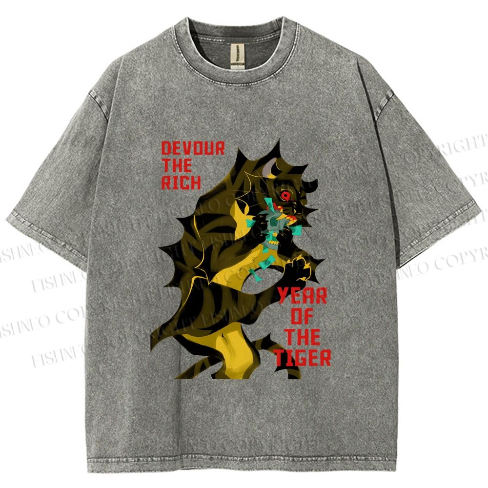 Unisex Year of the Tiger Printed Washed Tee
